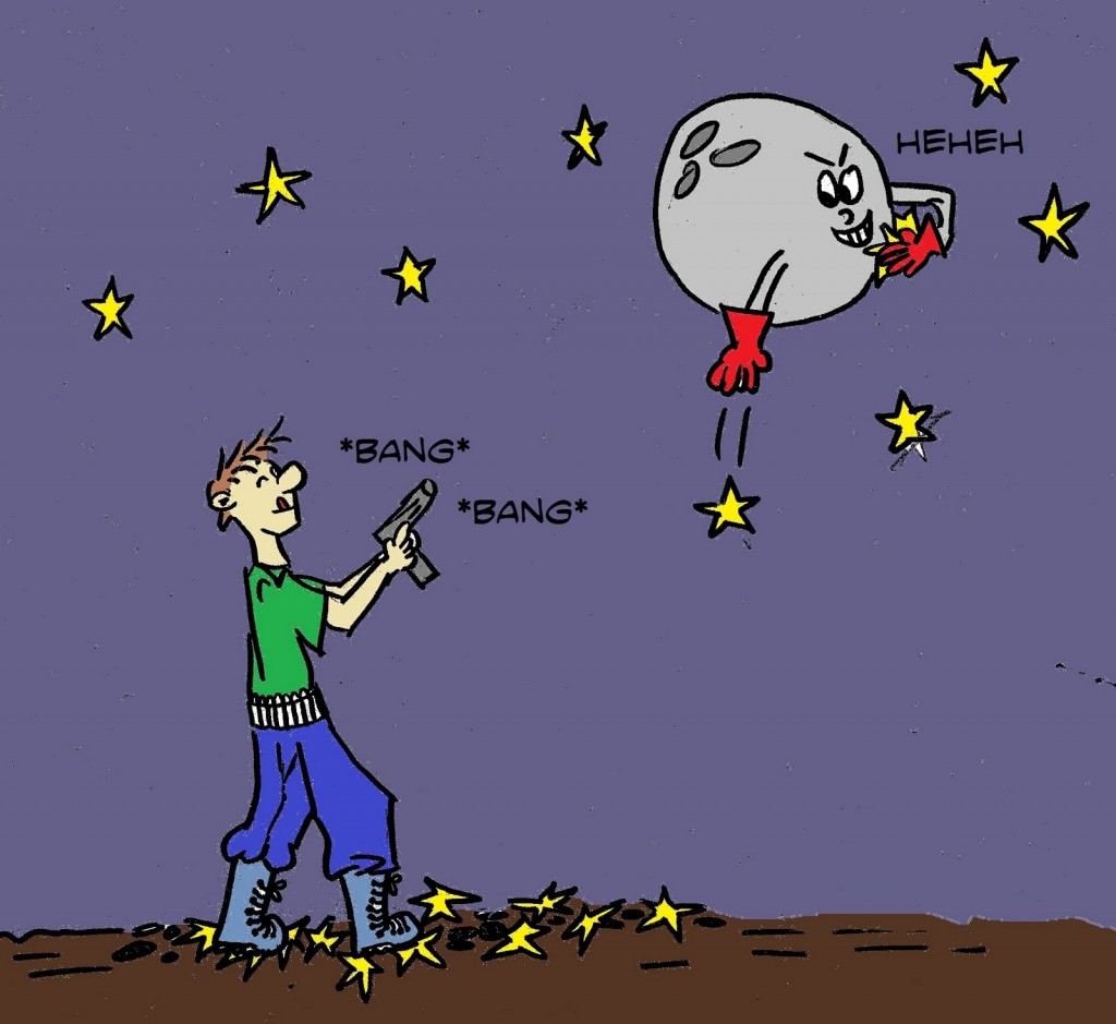 Cameron probeert de maan uit de hemel te knallen [artist impression]