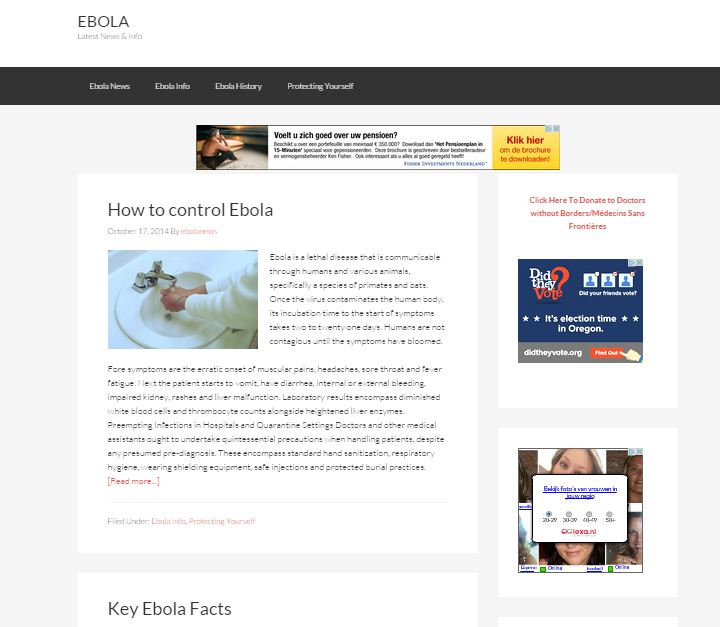 Hij ziet er niet uit, maar is toch dik 2 ton waard: de website (of beter; de naam:) ebola.com