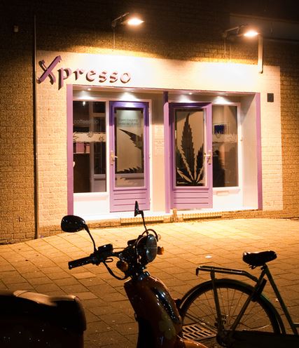 De gemeente Zwijndrecht is zo tevreden over de enige coffeeshop Xpresso, dat de burgemeester helpt met het zoeken naar legale wietteelt mogelijkheden! [foto: website Xpresso] 