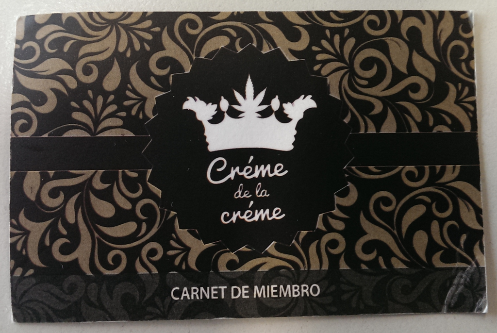 Het lidmaatschapskaartje van Cannabis Social Club Creme de la Creme in Barcelona