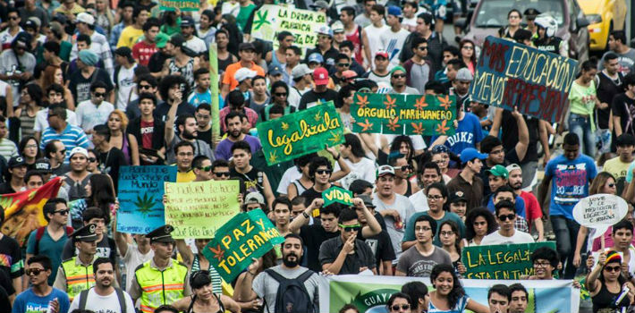 Ook in Ecuador gingen mensen in het eerste weekend van mei de straat op om te demonstreren voor legalisering van cannabis