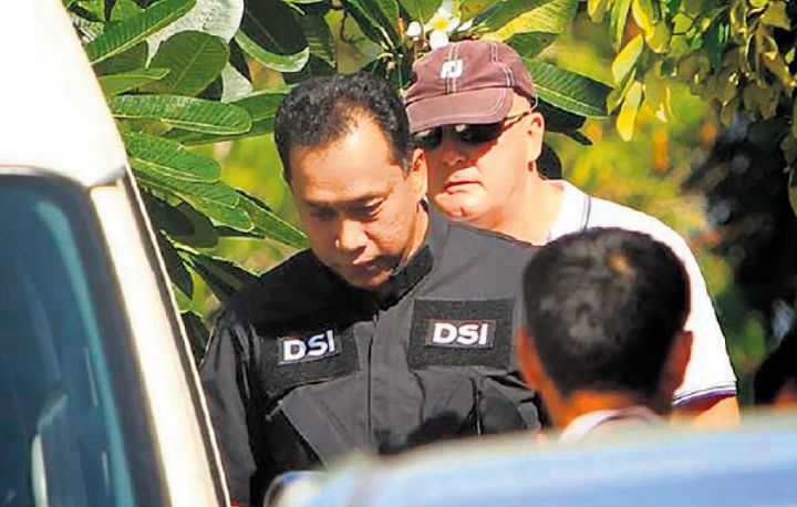 Johan van Laarhoven bij zijn arrestatie in Thailand vorig jaar
