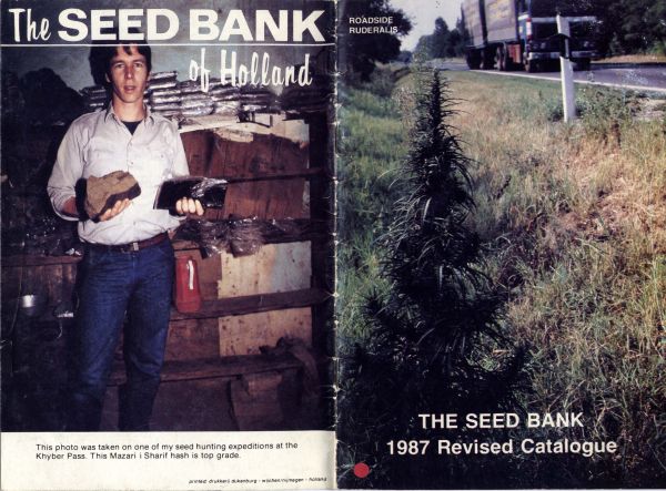 Neville op de achterkant van de catalogus van zijn eigen zadenbank uit 1987
