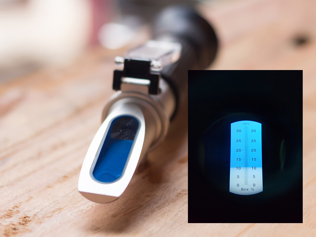 Brix waarde meten met refractometer